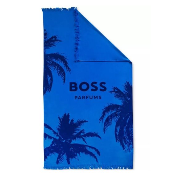 Hugo Boss Beach Towel, Blue Palm Tree Pattern, Luxury Cotton, Large Size - NEW - Picture 7 of 10